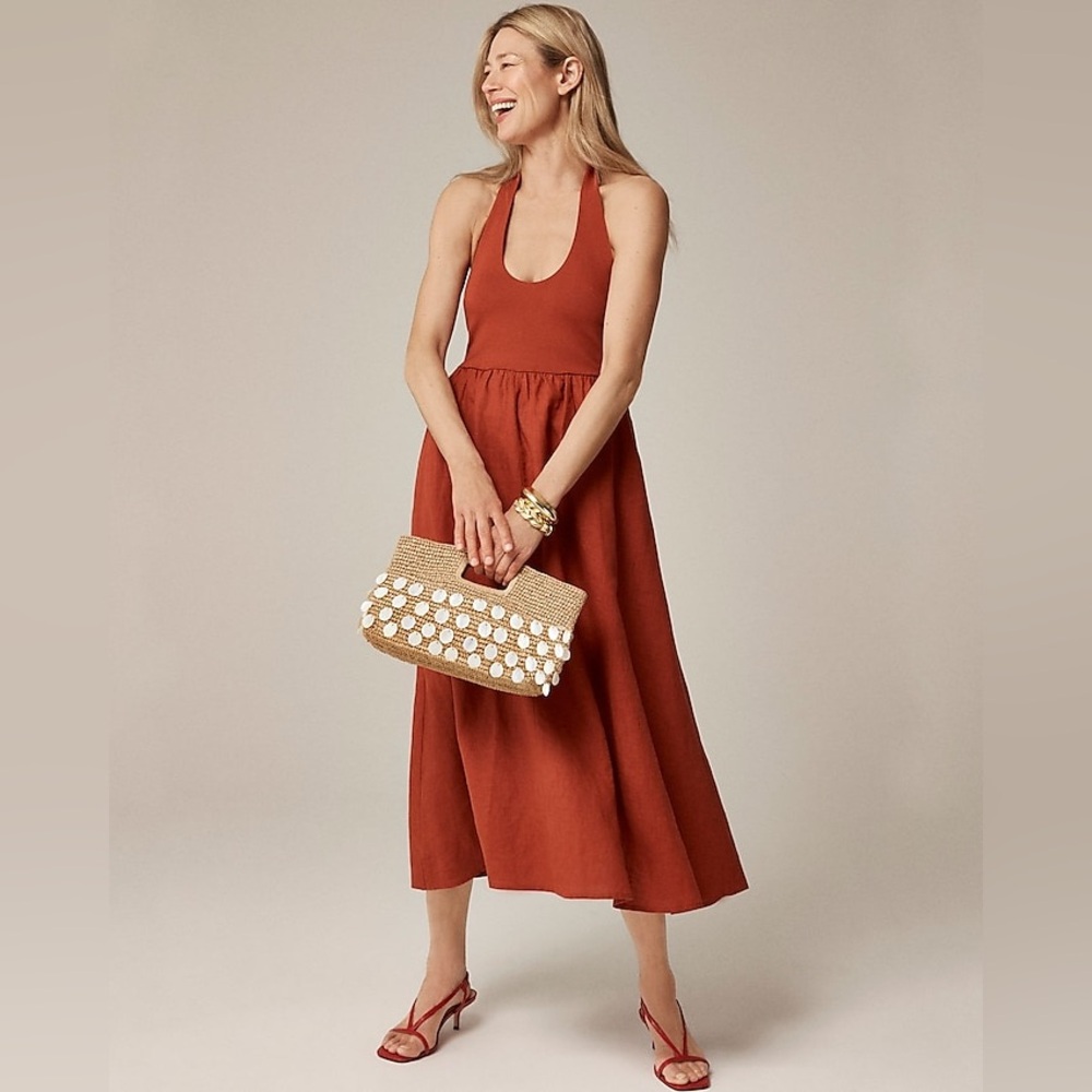 NWT J.Crew Halter mixy dress in Vintage Garnet XXS Casual Brunch Preppy Midi